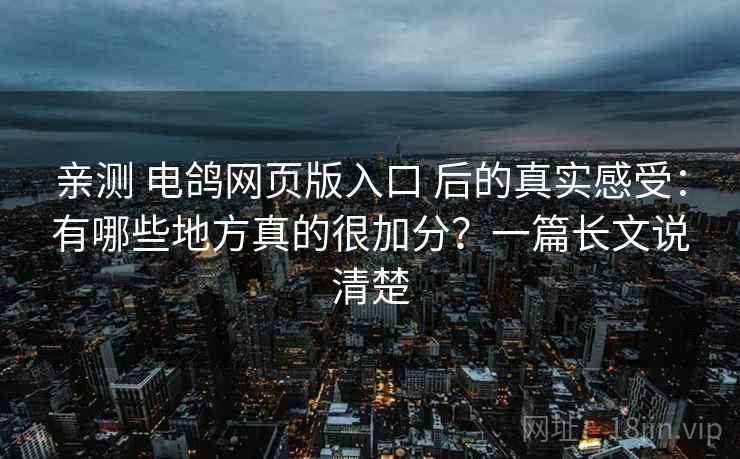 亲测 电鸽网页版入口 后的真实感受：有哪些地方真的很加分？一篇长文说清楚